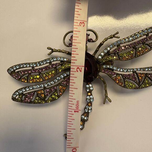 Heidi Daus Flutter Dragonfly Pin Purple Multicolor Crystal Brooch - Picture 8 of 8